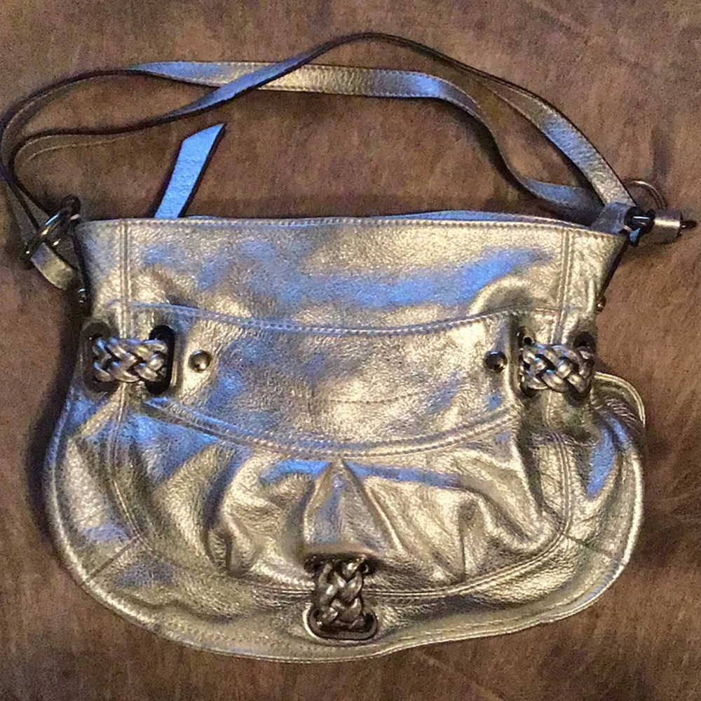 B Makowsky leather silver handbag.